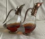 Silea - Karaf (2) - Glas, Verzilverd - Eenden likeur, Antiek en Kunst