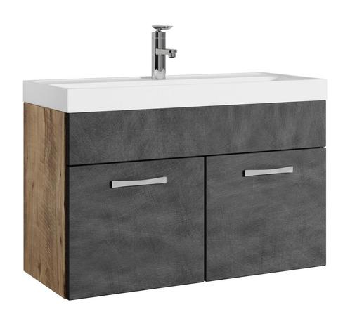 Badkamermeubel Set Paso 01 80 x 40 cm Kastanje Grijs, Huis en Inrichting, Badkamer | Badkamermeubels, Nieuw, Wastafelkast, Verzenden