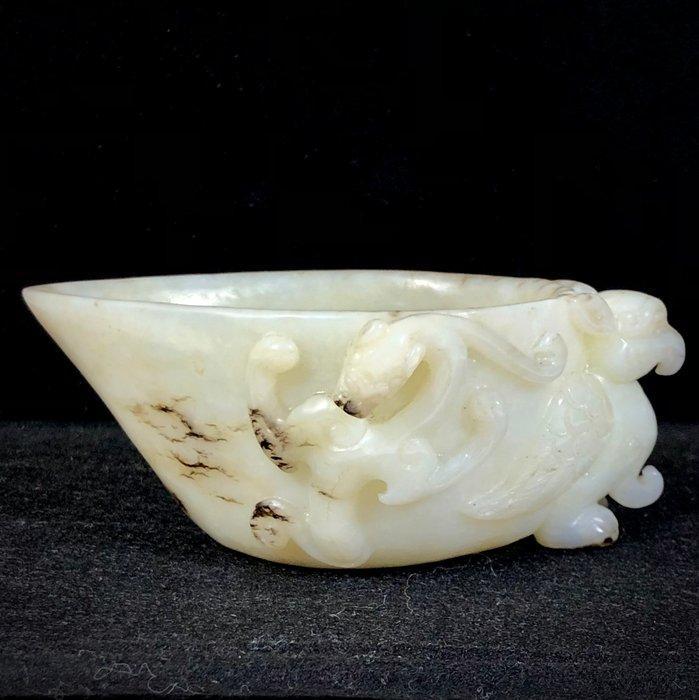 Grote jade offerbekertje - Nefriet Jade - China - 20e eeuw, Antiek en Kunst, Antiek | Overige Antiek