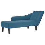 Chaise Longue Fluweel Blauw | Retourdeal 35% Korting, Eenpersoons, Minder dan 75 cm, Nieuw, Ophalen of Verzenden