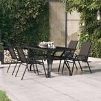 vidaXL Tuintafel 140x70x70 cm staal en glas zwart, Verzenden, Nieuw, Metaal