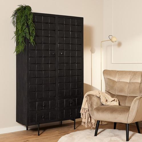 *WOONWINKEL* Starfurn Brandy Black Kast Industrieel Zwart Ma, Huis en Inrichting, Kasten | Wandmeubels, Nieuw, Verzenden