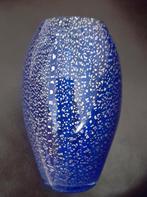 Vaas - Glas, Zilveren blad - Blauw kobaltdel en zilver, Antiek en Kunst