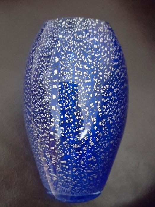 Vaas - Glas, Zilveren blad - Blauw kobaltdel en zilver, Antiek en Kunst, Curiosa en Brocante