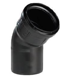 Pipelife Master3+ geluidsarm bocht 125 45gr m/s Zwart, Doe-het-zelf en Verbouw, Buizen en Afvoer, Ophalen of Verzenden