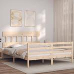 vidaXL Bedframe met hoofdbord massief hout 160x200 cm, Huis en Inrichting, Slaapkamer | Bedden, Bruin, Verzenden, 200 cm, 160 cm
