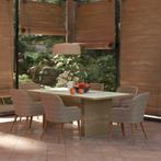 vidaXL 7-delige Tuinset poly rattan bruin, 6 zitplaatsen, Nieuw, Tuinset, Verzenden