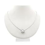 Witgouden collier met Tahiti parel en diamanten; 0,35 ct., Gebruikt, Overige kleuren, Ophalen of Verzenden, Met edelsteen