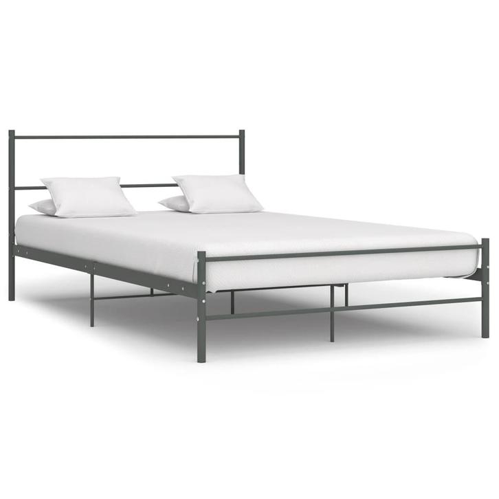 vidaXL Bedframe metaal grijs 120x200 cm, Huis en Inrichting, Slaapkamer | Bedden, 120 cm, 200 cm, Grijs, Twijfelaar, Nieuw, Metaal
