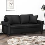 vidaXL Tweezitsbank met sierkussens 140 cm kunstleer zwart, Huis en Inrichting, Banken | Bankstellen, Verzenden, 150 tot 200 cm