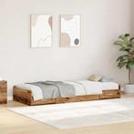 vidaXL Opbergbedframe met hoofdeinde Oud Hout 80 x 200 cm, Verzenden, Nieuw, Bruin, Hout