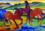 Kunstdruk Franz Marc - Die roten Pferde 100x70cm, Verzenden, Nieuw