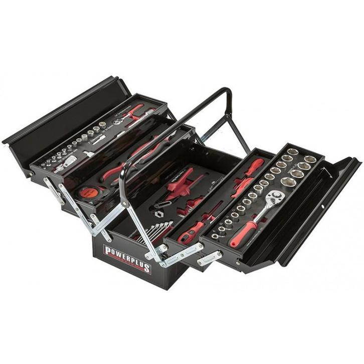 Metalen kist met gereedschap - uitklapbaar met 86, Doe-het-zelf en Verbouw, Gereedschap | Handgereedschap, Ophalen of Verzenden