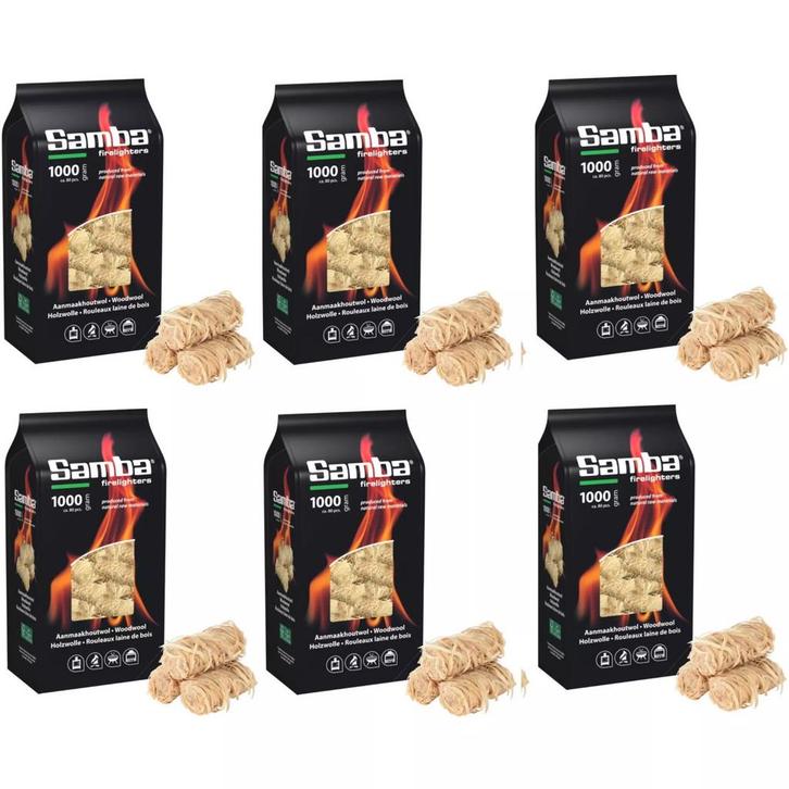 Samba Aanmaakwokkels van houtwol - 6 kg - 480 stuks - met..., Tuin en Terras, Barbecue-accessoires, Nieuw, Ophalen of Verzenden