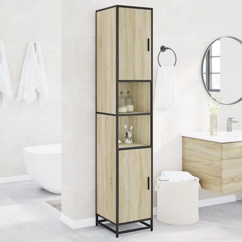 vidaXL Badkamerkast 35x37,5x188,5 cm hout en metaal sonoma, Huis en Inrichting, Badkamer | Badkamermeubels, Nieuw, Verzenden