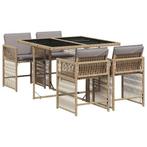 5-dlg Tuinset Beige | Ruimtebesparend | Tweedekansje, Tuin en Terras, 4 zitplaatsen, Rotan, Nieuw, Ophalen of Verzenden