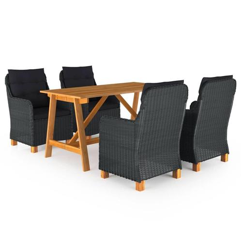 vidaXL 5-delige Tuinset donkergrijs, Tuin en Terras, Tuinsets en Loungesets, Tuinset, Nieuw, 4 zitplaatsen, Rotan, Verzenden
