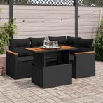 vidaXL 5-delige Loungeset met kussens poly rattan acacia, Tuin en Terras, Tuinsets en Loungesets, Verzenden, Nieuw, Rotan, Loungeset