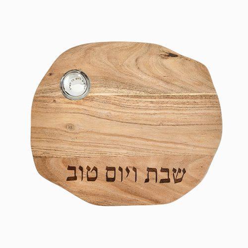 Broodplank / Challah plank van acaciahout met zoutschaal..., Huis en Inrichting, Woonaccessoires | Onderzetters