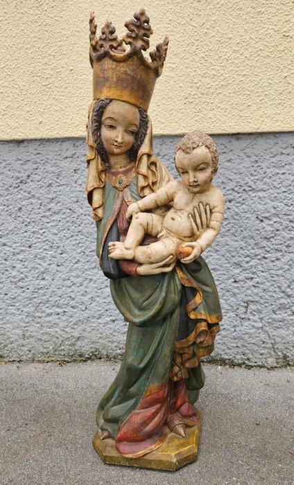 sculptuur, Madonna mit Kind - 19th century - 81 cm - Hout, Antiek en Kunst, Kunst | Niet-Westerse kunst