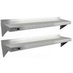 Professionele RVS Wandschappen met Console - 140 x 30 cm -, Verzenden, Nieuw