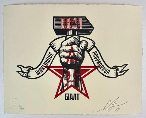 Shepard Fairey (OBEY) (1970) - Hammer and Fist (Letterpress), Antiek en Kunst, Kunst | Schilderijen | Modern