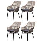 Chianti dining tuinstoel grijs rope set van 4, Tuin en Terras, Tuinstoelen, Ophalen of Verzenden, Nieuw, Aluminium