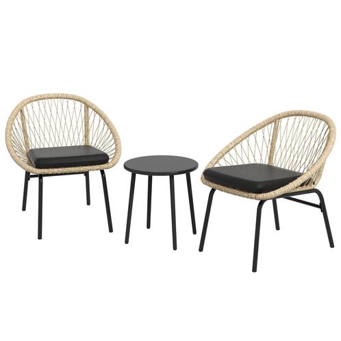 TRUUSK 3-dlg. Rattan Tuinmeubelset, Balkonmeubelset Met Salo, Tuin en Terras, Overige Tuin en Terras, Nieuw, Verzenden