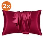 2 STUKS - Satijnen kussensloop Rood 60 x 70 cm hoofdkussen f, Ophalen of Verzenden, Nieuw