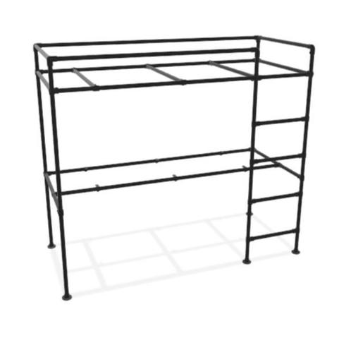 Steigerbuis Hoogslaper met bureau Zermat | Zwart 33.7 mm | V, Huis en Inrichting, Slaapkamer | Bedden, Ophalen of Verzenden