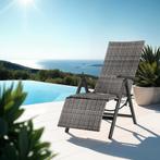 Wicker tuinstoel opklapbaar met aluminium frame en voetsteun, Verzenden, Nieuw