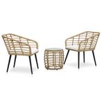 vidaXL 3-delige Bistroset poly rattan eikenkleurig, Verzenden, Nieuw, Rotan, 3 zitplaatsen