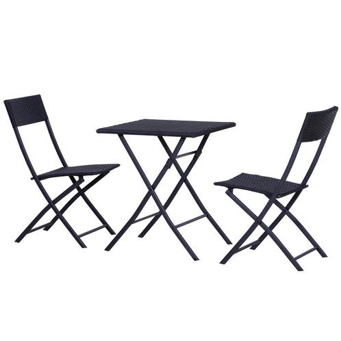 TRUUSK Bistroset Poly Rattan 3 Delig. Balkonmeubelset, Zitgr, Tuin en Terras, Tuinsets en Loungesets, Nieuw, Verzenden