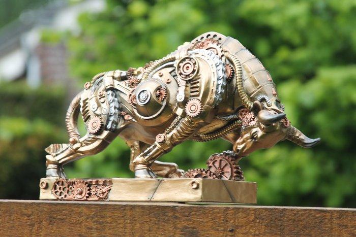 sculptuur, stoere woeste steampunk stier - 22 cm - Hars, Antiek en Kunst, Kunst | Designobjecten