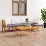 vidaXL 6-delige Loungeset met kussens massief acaciahout, Verzenden, Nieuw, Hardhout, Loungeset