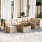 vidaXL 8-delige Loungeset met kussens poly rattan acacia, Verzenden, Nieuw, Loungeset