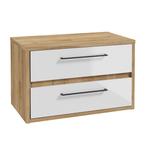 Wastafelkast Elano 80 x 45 cm Eiken met Wit Wastafelmeubel, Verzenden, Nieuw, Wastafelkast