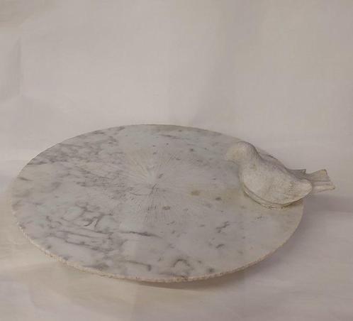 Dienblad - Carrara marmer - Tafelcentrum met een vogel in, Antiek en Kunst, Curiosa en Brocante