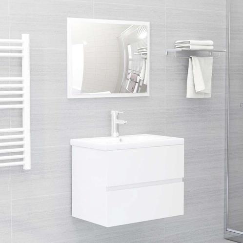 vidaXL 2-delige Badkamermeubelset bewerkt hout hoogglans wit, Huis en Inrichting, Badkamer | Badkamermeubels, Nieuw, Verzenden