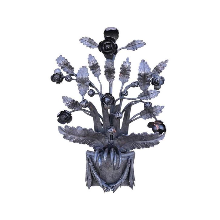 Smeedijzeren wandornament - rozen - rustiek - bruin/zwart, Huis en Inrichting, Woonaccessoires | Wanddecoraties, Ophalen of Verzenden