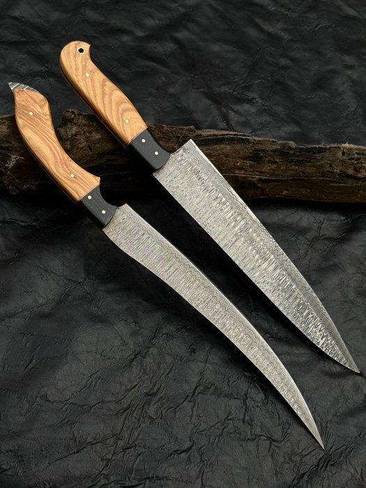 Keukenmes - Keukengerei - Handgemaakte Damascus-messen,, Antiek en Kunst, Antiek | Keukenbenodigdheden