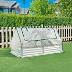 Plantenbak met foliekas Balsorano 180x90x98 cm wit zilverkle, Verzenden, Nieuw