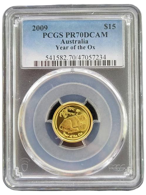 Gouden Lunar I - 1/10 oz 2009 Year of the Ox PR70DCAM PCGS, Postzegels en Munten, Munten | Oceanië, Losse munt, Goud, Verzenden