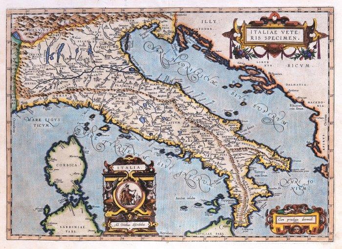Europa - Italy; Ortelius - Italiae veteris speciemen - 1595, Boeken, Atlassen en Landkaarten