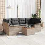 vidaXL Tuin Sofa Set 7 pcs Grijs Poly riet, Tuin en Terras, Verzenden, Nieuw, Rotan