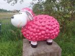 Beeld, funny lamb Color fuchsia - 30 cm - polyresin
