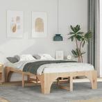 vidaXL Bedframe met opslag Bruin 135 x 190 cm Grenenhout, Verzenden, Nieuw, Hout