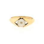 8 Krt. ring met parel (cultivé parel, 8 karaat), Sieraden, Tassen en Uiterlijk, Antieke sieraden, Ophalen of Verzenden, Goud, Met edelsteen