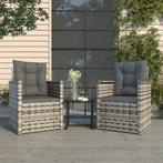 vidaXL 3-delige Loungeset met kussens poly rattan grijs, Tuin en Terras, 3 zitplaatsen, Nieuw, Loungeset, Verzenden