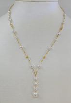 Halsketting - 18 karaat Geel goud - 4x8,5mm Akoya parels, Nieuw